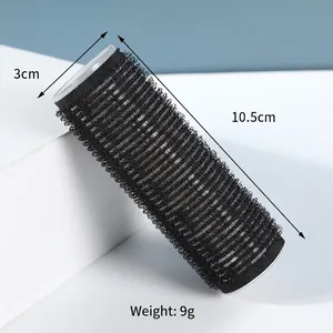 Detail of 3cm diameter self-adhesive hair roller with dimensions and weight display