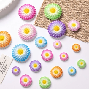 Colorful resin daisy flower accessories in various sizes for DIY hair clips and crafts