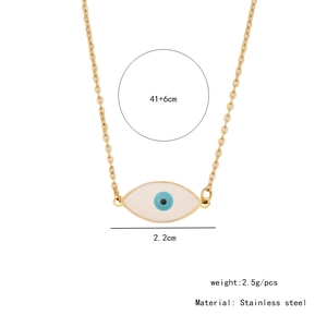 Detail view of evil eye necklace dimensions: 2.2cm pendant width and 41+6cm chain length