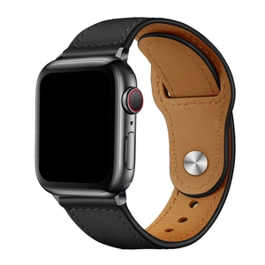 Bracelet magnétique en cuir véritable pour Apple Watch, design bicolore noir et brun