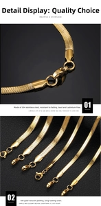 Detail view of 18K gold plated stainless steel snake bone chain with lobster clasp