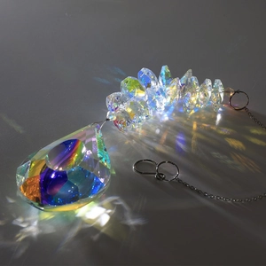 Macro di acchiappasole in cristallo K9 sfaccettato con rivestimento arcobaleno