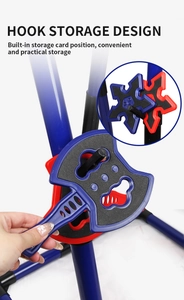 Detail of the hook storage design for child safe throwing axes and stars toy set