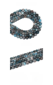 Detailed close-up of natural blue apatite round beads for DIY jewelry making in 4/6/8mm