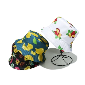 Chapeau Bob Polyester Protection Solaire Été Voyage Extérieur Imprimé Fruits Aliments Décontracté Nouveauté Femme Unisexe