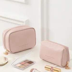 Portable PU Leather Cosmetic Bag Waterproof Travel Toiletry Makeup Organizer Mini Lipstick Pouch Zippered Elegant