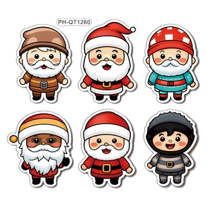 Set di 6 adesivi murali natalizi con Babbo Natale e gnomi per decorazioni per la casa
