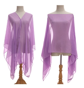Detailed view of light purple chiffon shawl showing sheer texture and elegant draping