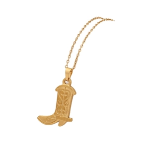 Collier minimaliste en acier inoxydable doré avec un pendentif botte de cow-boy détaillé