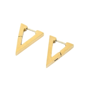 Minimalist gold triangular stainless steel hoop earrings with a polished metallic finish