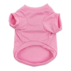 Detailed view of pink knitted cotton pet t-shirt with soft texture for small dogs