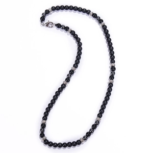 Natural Stone Beaded Necklace Matte Black Obsidian Tiger Eye Hematite Retro Handmade Jewelry For Men Women