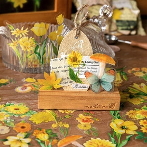 Vintage floral PET sticker pack featuring yellow sunflowers and botanicals for journaling