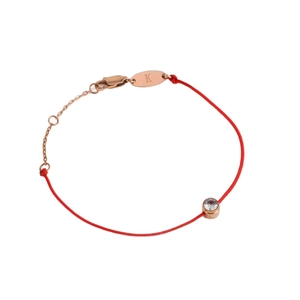 Bracelet cordon rouge pour femme avec chaîne en or rose et zircon clair en acier