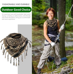 Tactical desert shemagh scarf in tan and black checkered pattern for outdoor hiking gear