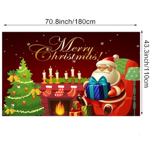 Christmas backdrop featuring Santa and fireplace with 180x110cm size dimensions