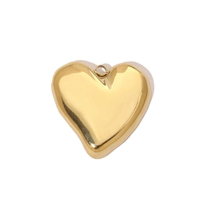 Close-up of heart-shaped gold-plated stainless steel pendant with a polished finish