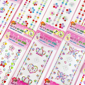 DIY colorful acrylic rhinestone stickers with heart and star shapes for kids' crafts