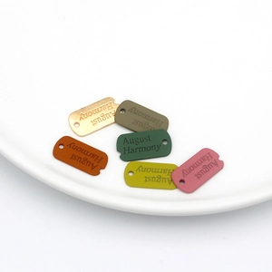 Morandi colors rectangular alloy tags with August Harmony text for DIY jewelry making
