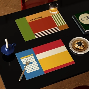 Waterproof leather placemats with modern geometric designs for heat insulation