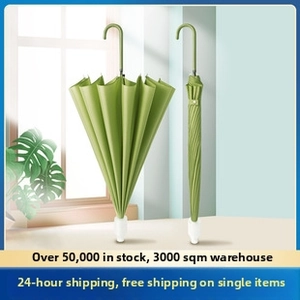 Olive green mini umbrella featuring a sturdy metal frame and matching U-shaped handle