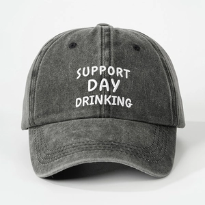 Casquette de baseball gris foncé délavée avec broderie blanche Support Day Drinking