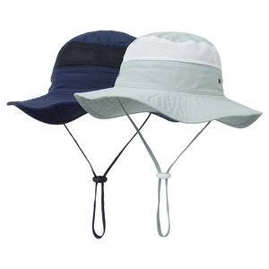 Detail showing mesh ventilation and adjustable drawstring on kids sun protection hats