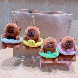 Capybara plush keychains with colorful swim rings for backpacks and bags accessories
