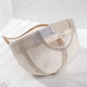 Beige mesh baseball cap for kids featuring an adjustable velcro strap for outdoor sun protection