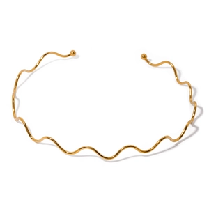 Minimalistischer 18k vergoldeter Edelstahl-Wellen-Choker mit elegantem offenem Design