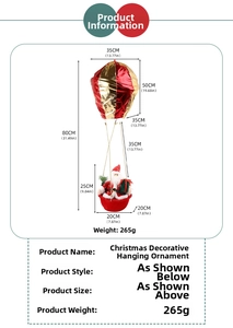 Detail view of 80cm Santa Claus hot air balloon hanging decoration with dimensions