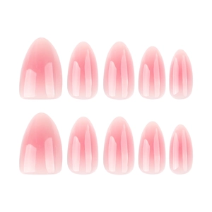 Pink ombre almond press on nails with high gloss finish and gradient effect