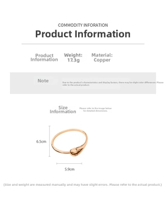 Detailed size chart of gold-plated bangle with dimensions 6.5cm x 5.9cm and 17.3g weight