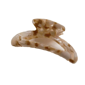 Retro marble pattern acetate hair claw clip for women in beige and dark coffee