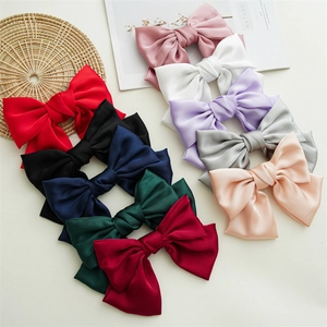 Large Satin Bow Hair Clip Satin Fabric Spring French Barrette Elegant Sweet Hairpins For Women Girls Handmade Accessories