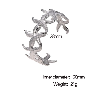 Specifiche dettagliate sulle dimensioni per il bracciale a stella marina in colore argento