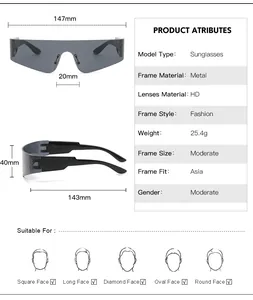 Tabella taglie dettagliata per occhiali da sole sportivi senza montatura con misure precise