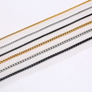 Colliers en acier titane en or argent et noir avec largeur de chaîne de 2 mm à 7 mm