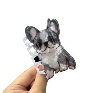 Cute French Bulldog acrylic hair claw clip with pearlescent finish for animal lovers