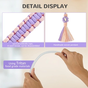 Handmade woven daisy rope with tassels and Tritan tube for water bottle accessories