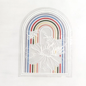 Rainbow prism window decal with floral and bee patterns for static glass decoration
