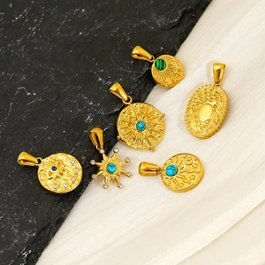 Bohemian 18K gold plated stainless steel necklaces with turquoise pendants and star charms