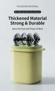 Close-up of durable pet food container showing thickened material and strong load capacity