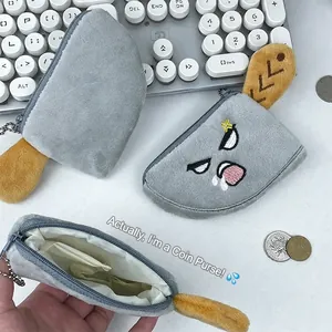 Creative plush meat cleaver coin purse with funny facial expression and metal chain
