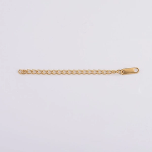 7cm stainless steel gold extension chain with a long rectangular metal tag for DIY jewelry