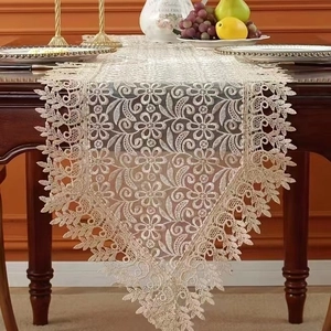 French luxury lace table runner hollow embroidered dining table cover long table cloth coffee