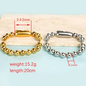 8mm stainless steel bead ball chain bracelet set in gold and silver finish 20cm length