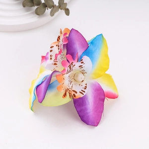 Macro shot of realistic multi-colored silk cymbidium orchid petals with detailed texture