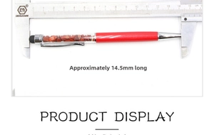 Messung eines 14,5cm roten Kristall-Kugelschreibers mit Stylus und Edelsteinen