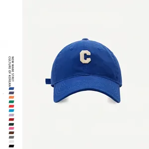 Classic cotton baseball cap with C letter embroidery, shown in 15 vibrant color options